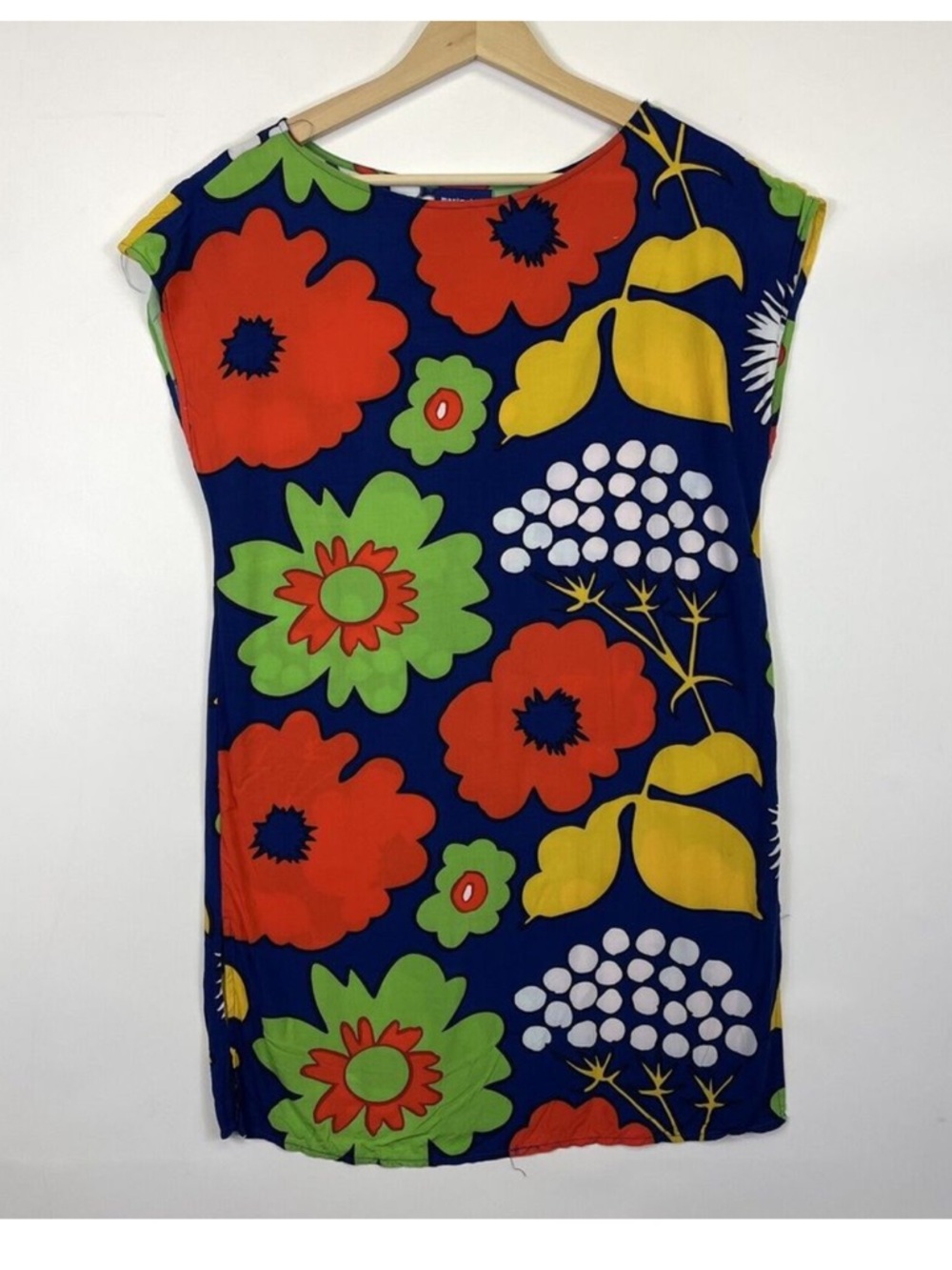 Marimekko for Target Kukkatori‎ Blue Bold Floral Print Mini Dress Womens Small